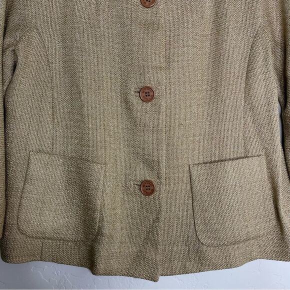 Etro Milano Tan Metallic Knit Lightweight Three Button 3/4 Sleeve IT 42 XL - Picture 4 of 11